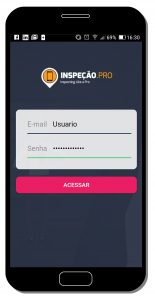 Tela do app de inspeção - tela de login
