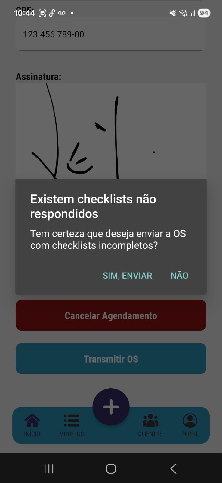 Aplicativo para Inspeção e Auditoria Inspeção Pro - alerta